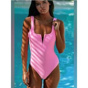 Beach Riot Prism Pink Core Collection Tropez One Piece Swimsuit Sz.L NWT